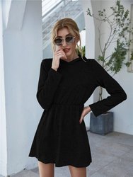 Hoodie Light Long Sleeve Spring Dress - Black