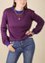 Horizontal Striped Knitted Round Collar Sweater