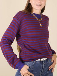 Horizontal Striped Knitted Round Collar Sweater