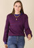 Horizontal Striped Knitted Round Collar Sweater - Blue
