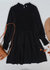 Jewel Neck Shirred Dress - Black