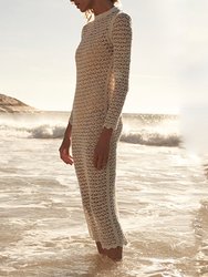 Knit Long Sleeve Cover-Up Midi Dress