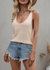 Knit Scoop Neck Tank Top - Beige