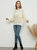 Knitted Turtleneck Sweater With Batwing Sleeves - White