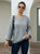 Knitted Turtleneck Sweater With Batwing Sleeves - Grey