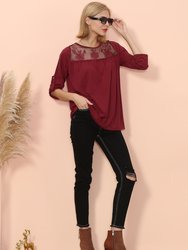 Lace Detail Mid Elbow Blouse