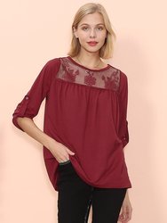 Lace Detail Mid Elbow Blouse