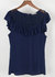 Lace Detail Ruffle Blouse - Navy