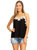 Lace Floral Trim Camisole Top - Black