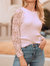 Lace Long Sleeve Knit Top - Beige