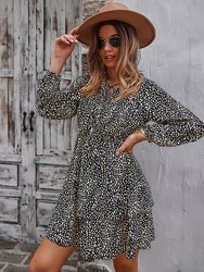 Layered Skirt Cheetah Print Dress