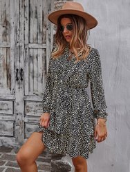 Layered Skirt Cheetah Print Dress