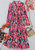 Leaf Print Button Shirt Dress - Fuchsia