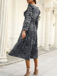 Leopard Print Ruffle Front Dress