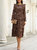 Leopard Print Ruffle Front Dress - Brown