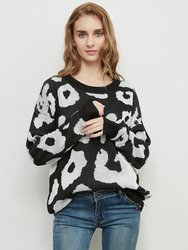 Leopard Print Sweater - Black