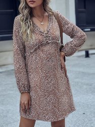 Leopard Ruffle Detail Babydoll Dress