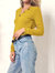 Light V-Neck Button Pullover - Yellow