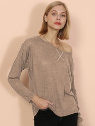 Lux Boatneck Long Sleeve Top - Beige