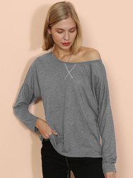 Lux Boatneck Long Sleeve Top - Gray