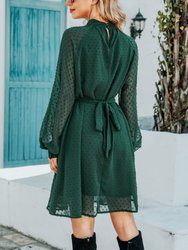 Mesh Sleeve Tie Back Dress