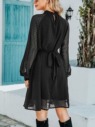 Mesh Sleeve Tie Back Dress