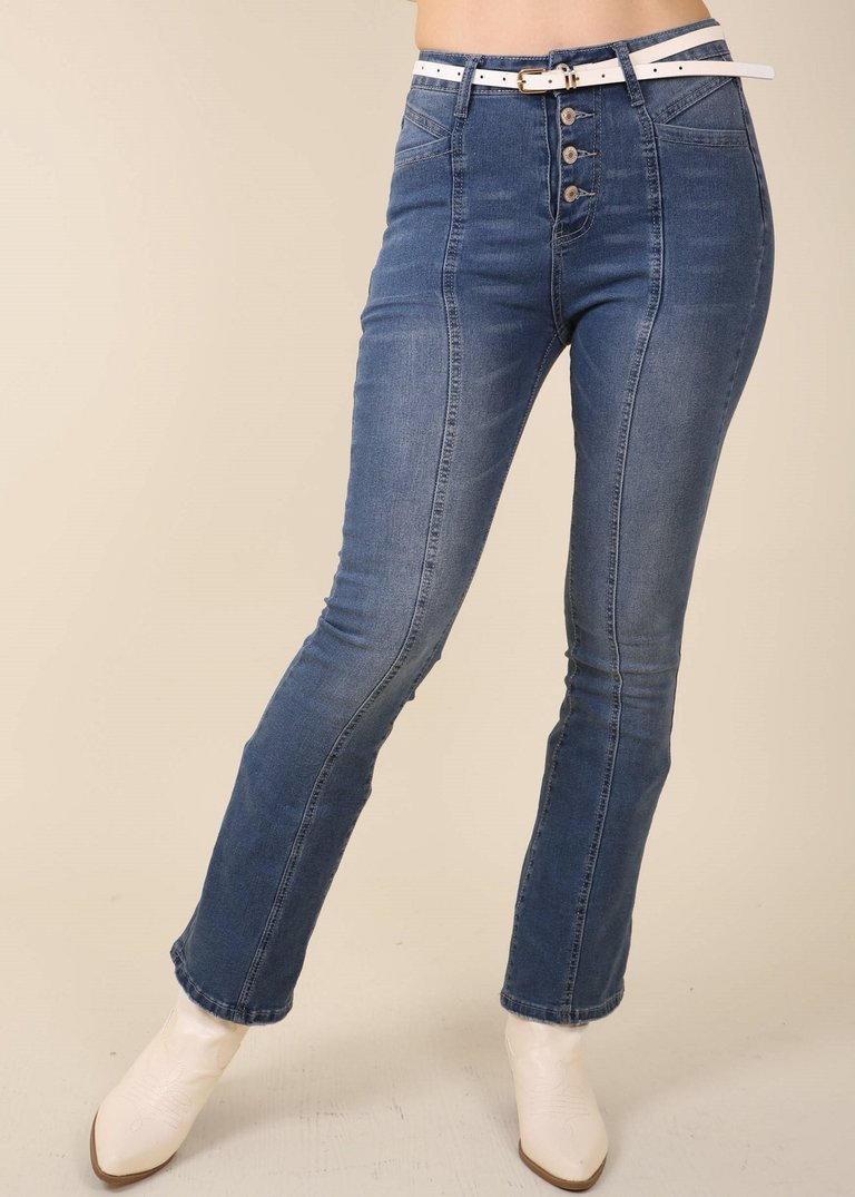 Middle Seam Multi-Button Jeans - Blue