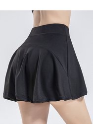 Mini Ruffled Flounce Lined Circle Tennis Skirt - Black