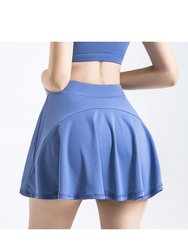 Mini Ruffled Flounce Lined Circle Tennis Skirt - Cobalt Blue