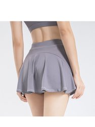 Mini Ruffled Flounce Lined Circle Tennis Skirt - Slate Gray