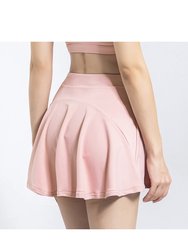 Mini Ruffled Flounce Lined Circle Tennis Skirt - Blush Light Pink