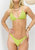 Minimal Thin Strap Triangle Ribbed High Rise Thong Bikini Set - Lime Green