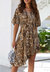 Mixed Animal Print Asymmetrical Dress - Brown