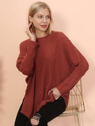Mixed Knit Zipper Slit Sweater