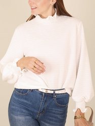 Mock Neck Long Sleeve Top - White