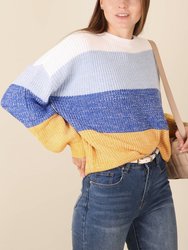 Multicolor Color Block Textured Sweater