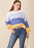 Multicolor Color Block Textured Sweater - Blue