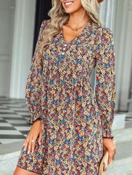 Multicolor Floral Print Dress