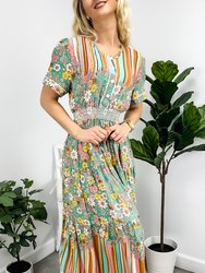 Multicolor Floral Retro Print Dress