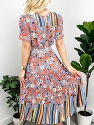 Multicolor Floral Retro Print Dress