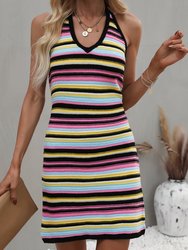 Multicolor Striped Knit Dress