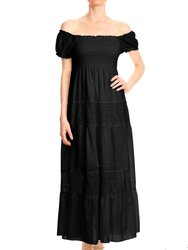 Off Shoulder Lace Maxi Dress - Black