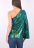 One Shoulder Long Sleeve Sequin Party Top