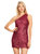 One Shoulder Sequin Mini Dress - Red