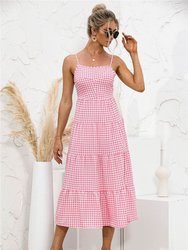 Open Back Ruffle Cami Dress - Pink