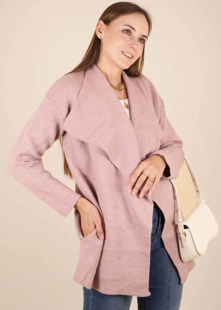 Open Front Wide Lapel Waterfall Relaxed Cardigan