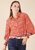 Oriental Floral Collared Shirt - Red