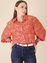 Oriental Floral Collared Shirt