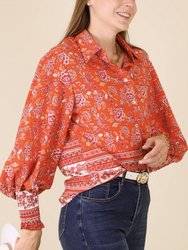 Oriental Floral Collared Shirt