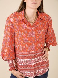 Oriental Floral Collared Shirt